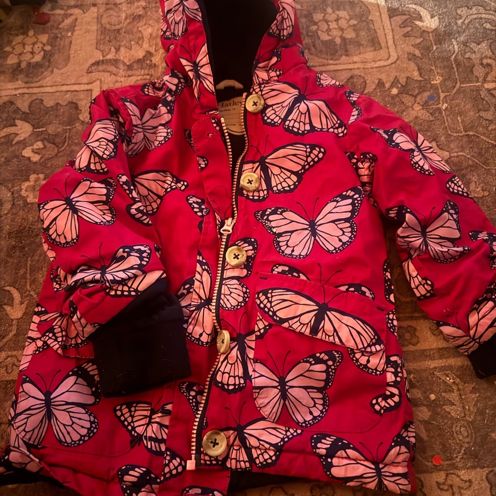 Hatley Pink Butterfly Kids Puffer Jacket size 4